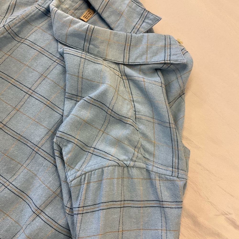 RESISTOL Double R Blue Plaid Button Front Long Sleeve Shirt, sz MD - Picture 11 of 11